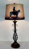 31'H Iron Cowboy on Horse Table Lamp - Set of 2
