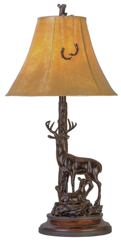 32.25”H Grand Buck + Doe Table Lamp