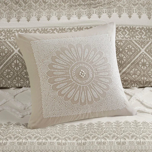 Mila 3 Piece Cotton Taupe Comforter Set with Chenille Tufting by INK+IVY - Gifts for You 'n Me