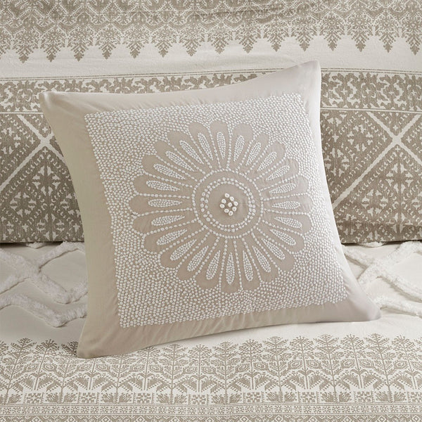 Mila 3 Piece Cotton Taupe Comforter Set with Chenille Tufting by INK+IVY - Gifts for You 'n Me