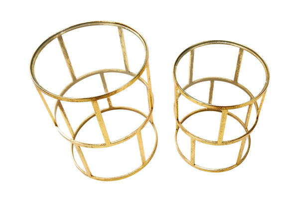 Set of 2 Round Gold Accent Tables - Gifts for You 'n Me