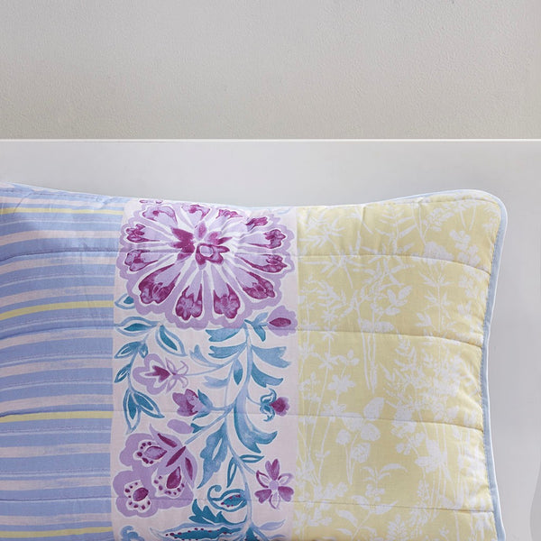 Emmaline Patchwork Printed Cotton Reversible Coverlet Set
