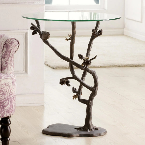 Bird & Pinecone End Table - Gifts for You 'n Me