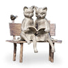 Reading Cats on Bench Garden Sculpture