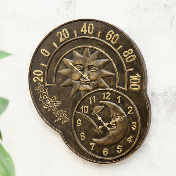 Sun and Moon Clock and Thermometer