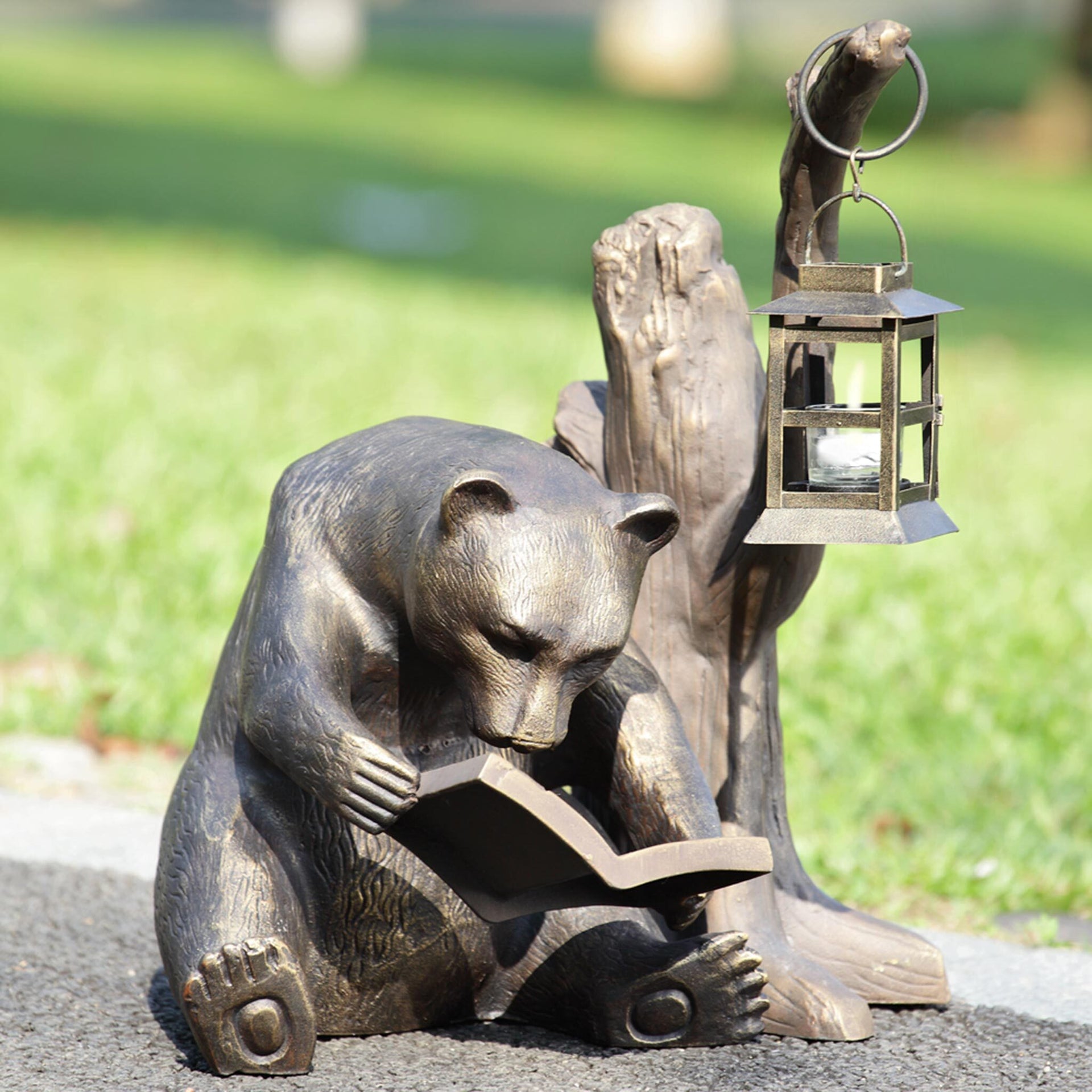Booklover Bear Garden Lantern