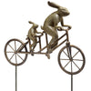 Tandem Bicycle Bunnies Garden Sculpture with Stake