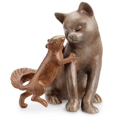 Stealing a Kiss Garden Sculpture - cat and Squirrel