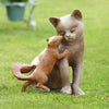Stealing a Kiss Garden Sculpture - cat and Squirrel