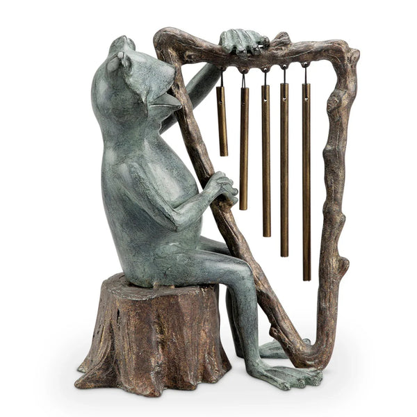 Frog and Harp Tube Windchime - Garden Sculpture - Gifts for You 'n Me
