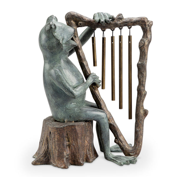 Frog and Harp Tube Windchime - Garden Sculpture