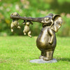 Hang In There Garden Sculpture Elephant and Rabbits