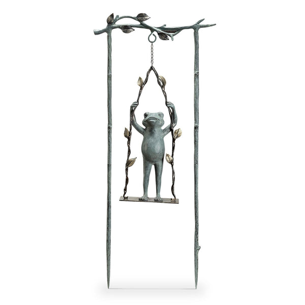 Daredevil Frog on Swing Garden Stake