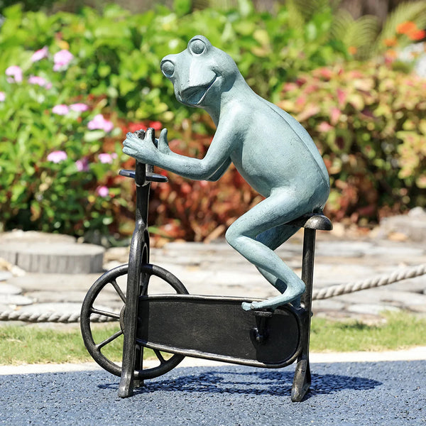 Workout Frog on Bicycle Garden Sculpture - Gifts for You 'n Me