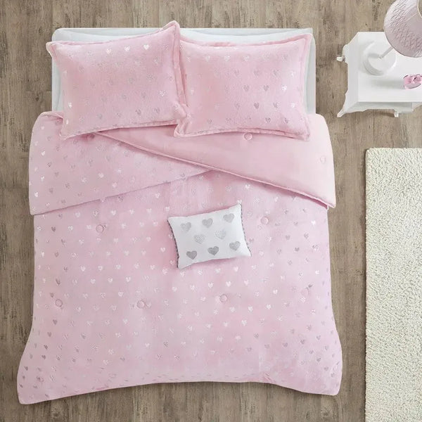 Rosalie Metallic Printed Plush Comforter Set by Mi Zone - Gifts for You 'n Me