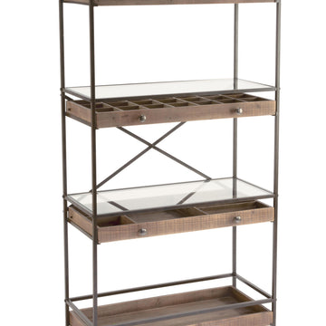 4-Tier Display with Glass Covered Storage Drawers