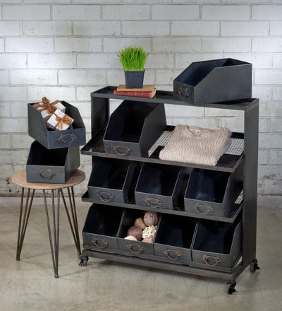 Industrial Black Iron 12-Bin Shelf