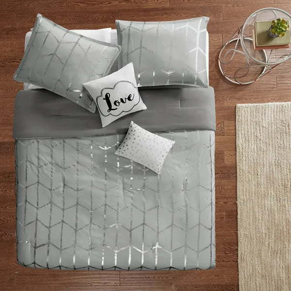 Raina Metallic Printed Comforter Set by Intelligent Design - Gifts for You 'n Me
