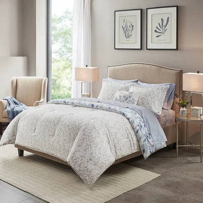 Sofia Reversible Comforter Set with Bed Sheets in Blue