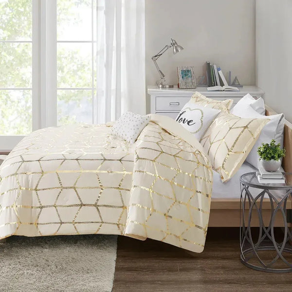 Raina Metallic Printed Comforter Set by Intelligent Design - Gifts for You 'n Me