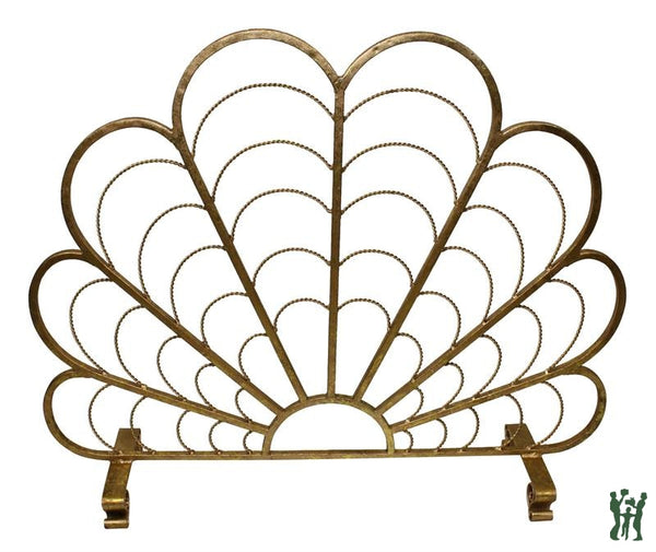 37W Italian Gold Iron Shell Design Decorative Fire Screen Fireplace