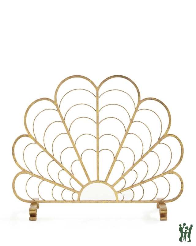 37W Italian Gold Iron Shell Design Decorative Fire Screen Fireplace