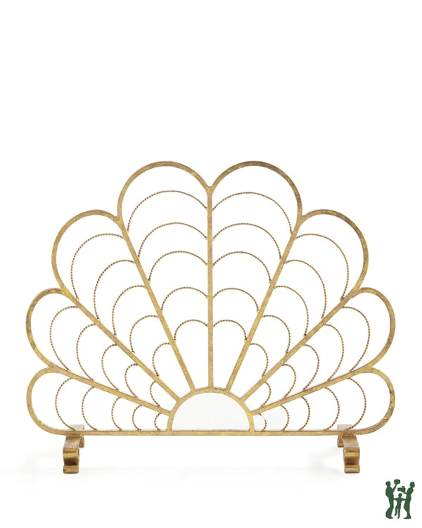 37W Italian Gold Iron Shell Design Decorative Fire Screen Fireplace