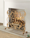 38.5W Antique Gold Scroll With Acanthus Leaf Single Panel Decorative Fire Screen Fireplace