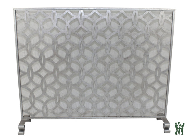 38.5W Antique Silver Interlaced Circles Fire Screen Fireplace