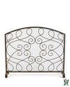 38.5W Burnished Gold Arched Top Loop Design Single Panel Fire Screen With Italian Accents And Mesh