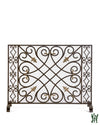 38.5W Burnished Gold Gate Design Single Panel Fire Screen With God Accents Mesh Backing Fireplace