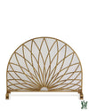 38.5W Italian Gold Arched Fire Screen With Star Burst Design Mesh Backing Fireplace