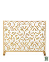38.5W Italian Gold Scroll And Leaf Design Single Panel Fire Screen With Mesh Backing Fireplace