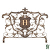 38.75W Light Burnished Gold Monogrammed Shield Decorative Fire Screen With Fleur De Lis Accent Fire