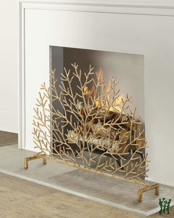 39.75W Italian Gold Coral Decorative Fire Screen Fireplace