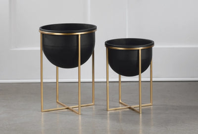 Metal Bin Set with Gold Stands