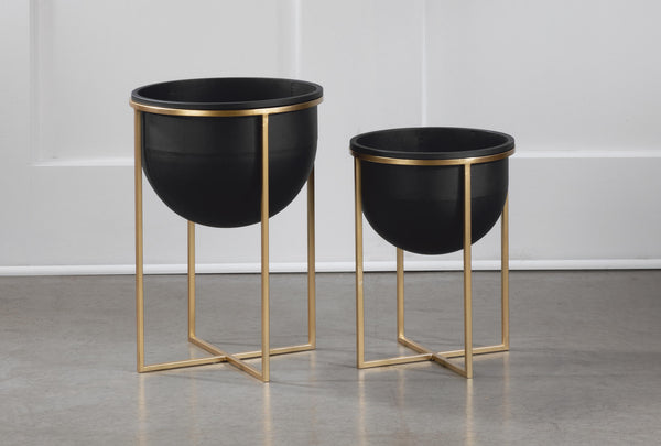Metal Bin Set with Gold Stands