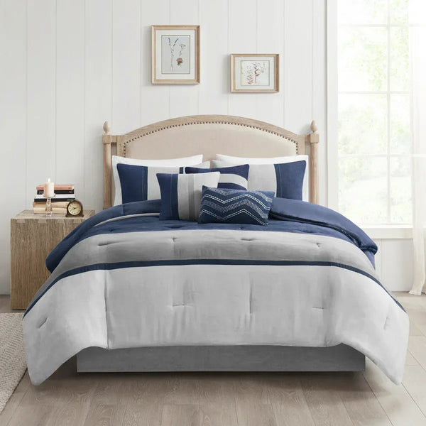 Palisades 7 Piece Faux Suede Comforter Set by Madison Park - Gifts for You 'n Me