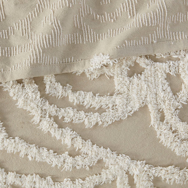 Laetitia Tufted Cotton Chenille Medallion Fringe Coverlet Mini Set - Taupe