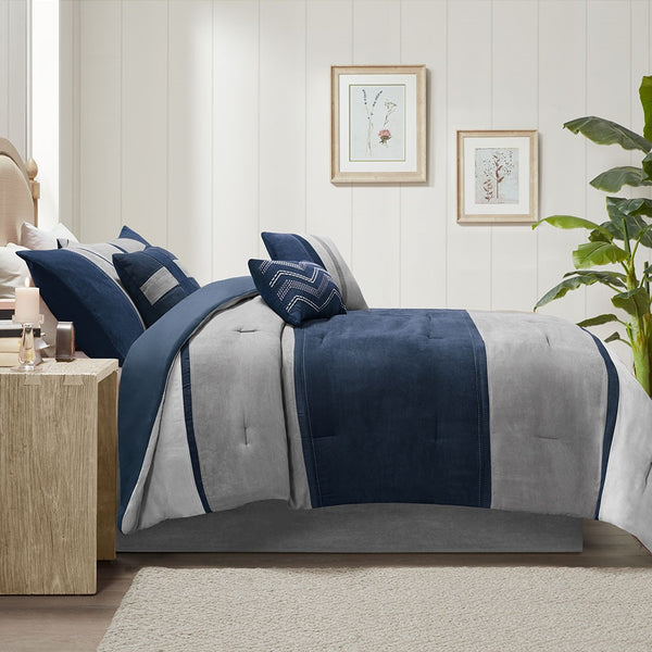 Palisades 7 Piece Faux Suede Comforter Set by Madison Park - Gifts for You 'n Me