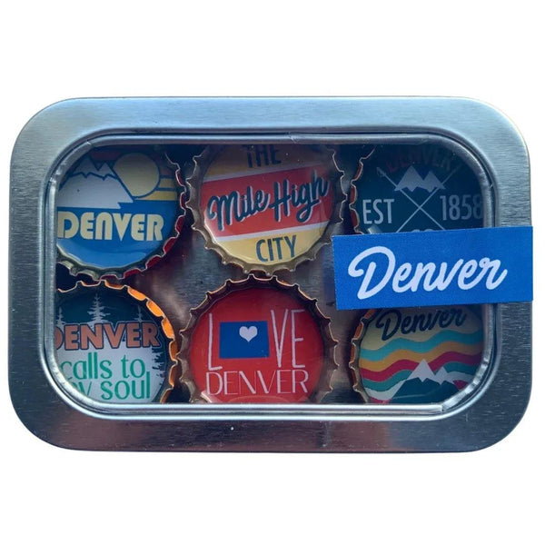 Denver Bottle Caps Magnet Set - Set of 6 - Gifts for You 'n Me