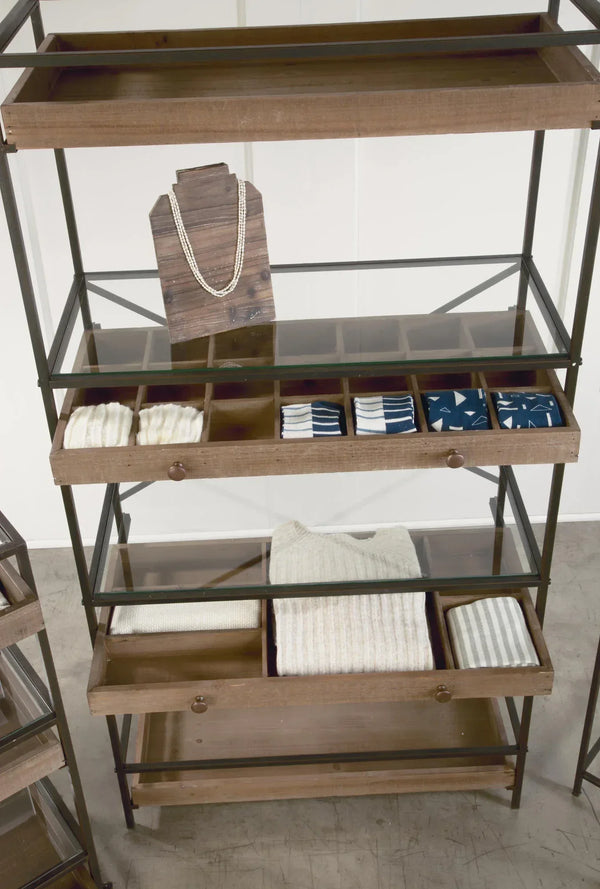 4-Tier Display with Glass Covered Storage Drawers - Gifts for You 'n Me
