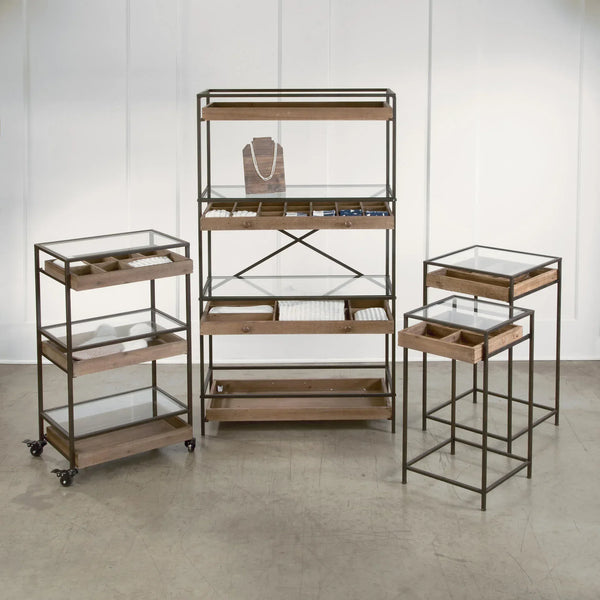 4-Tier Display with Glass Covered Storage Drawers - Gifts for You 'n Me