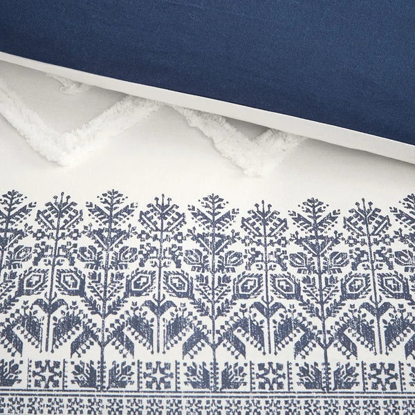 Mila 3 Piece Cotton Navy Comforter Set with Chenille Tufting by INK+IVY - Gifts for You 'n Me