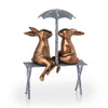 Romantic Rabbit Pair on Bench