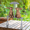 Romantic Rabbit Pair on Bench