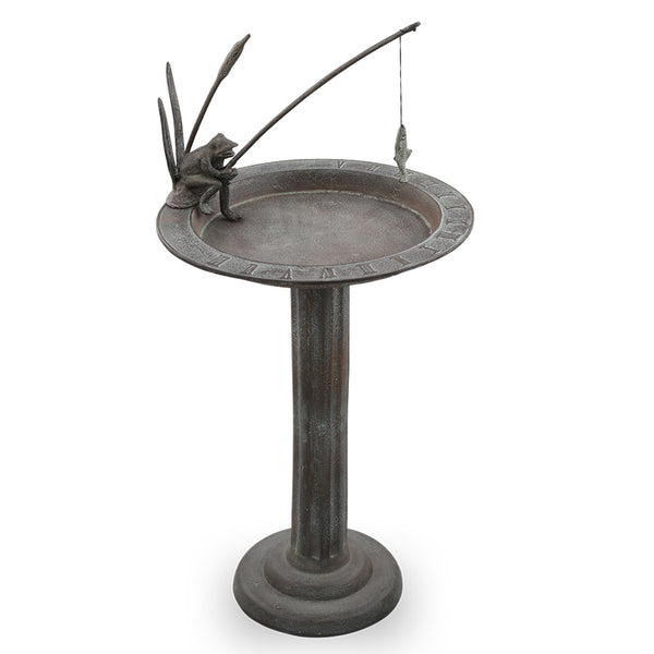 Fishing Frog Sundial / Birdbath
