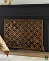 41W Light Burnished Gold Quadrille Design Single Panel Fire Screen Fireplace