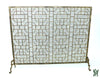 41W Light Burnished Gold Single Panel Geometric Design Fire Screen With Mesh And Hinged Legs