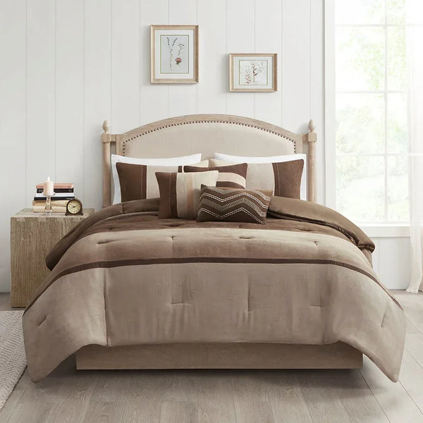 Palisades 7 Piece Faux Suede Comforter Set by Madison Park - Gifts for You 'n Me